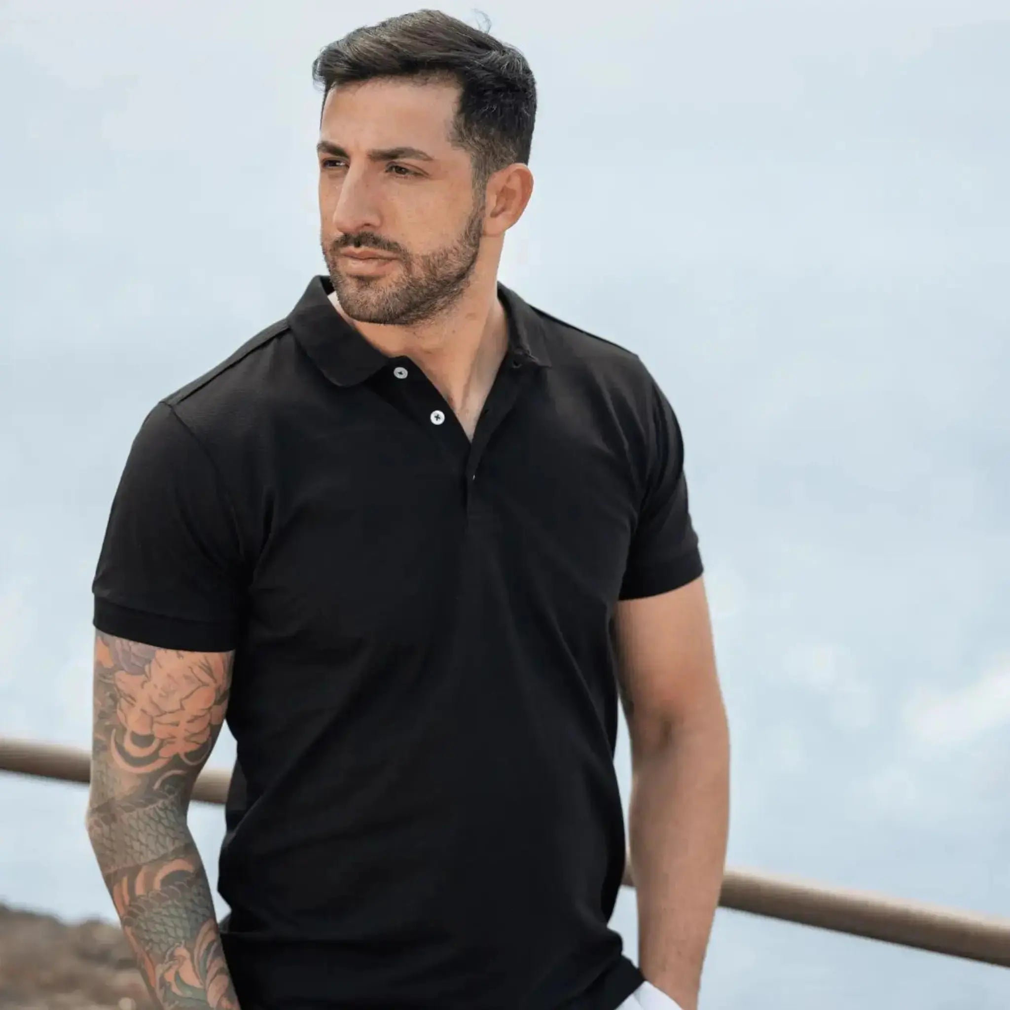 Procida Polo Muscle Fit Nera - Altaforma Milano