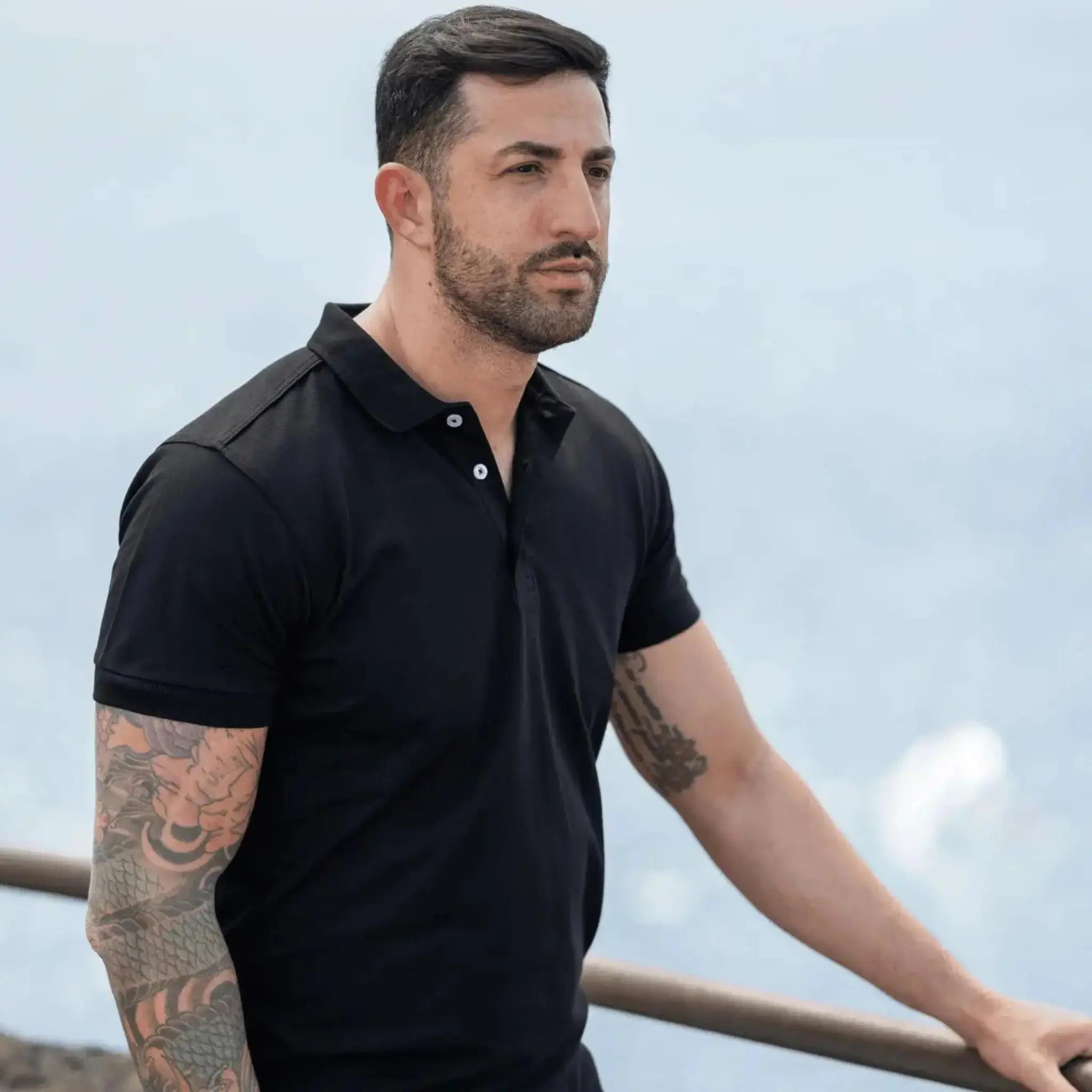 Procida Polo Muscle Fit Nera - Altaforma Milano