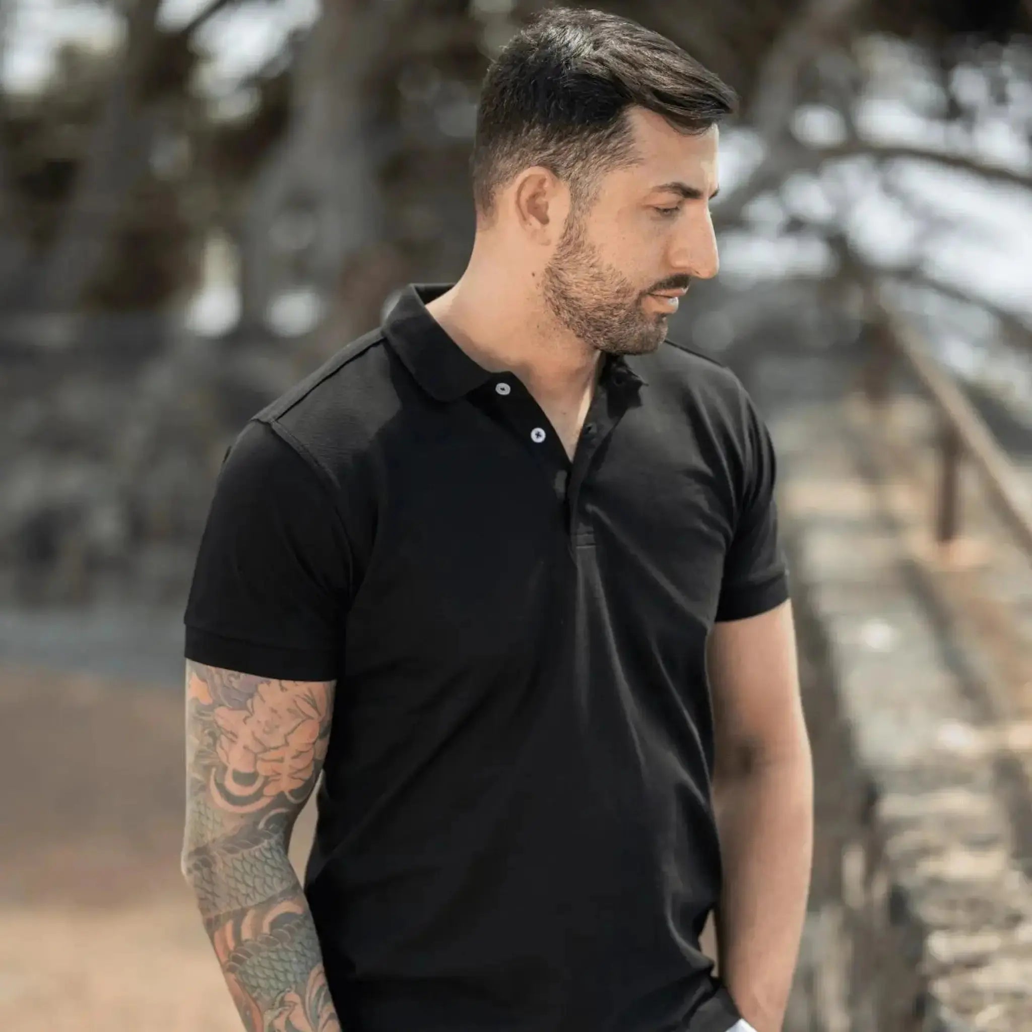 Procida Polo Muscle Fit Nera - Altaforma Milano