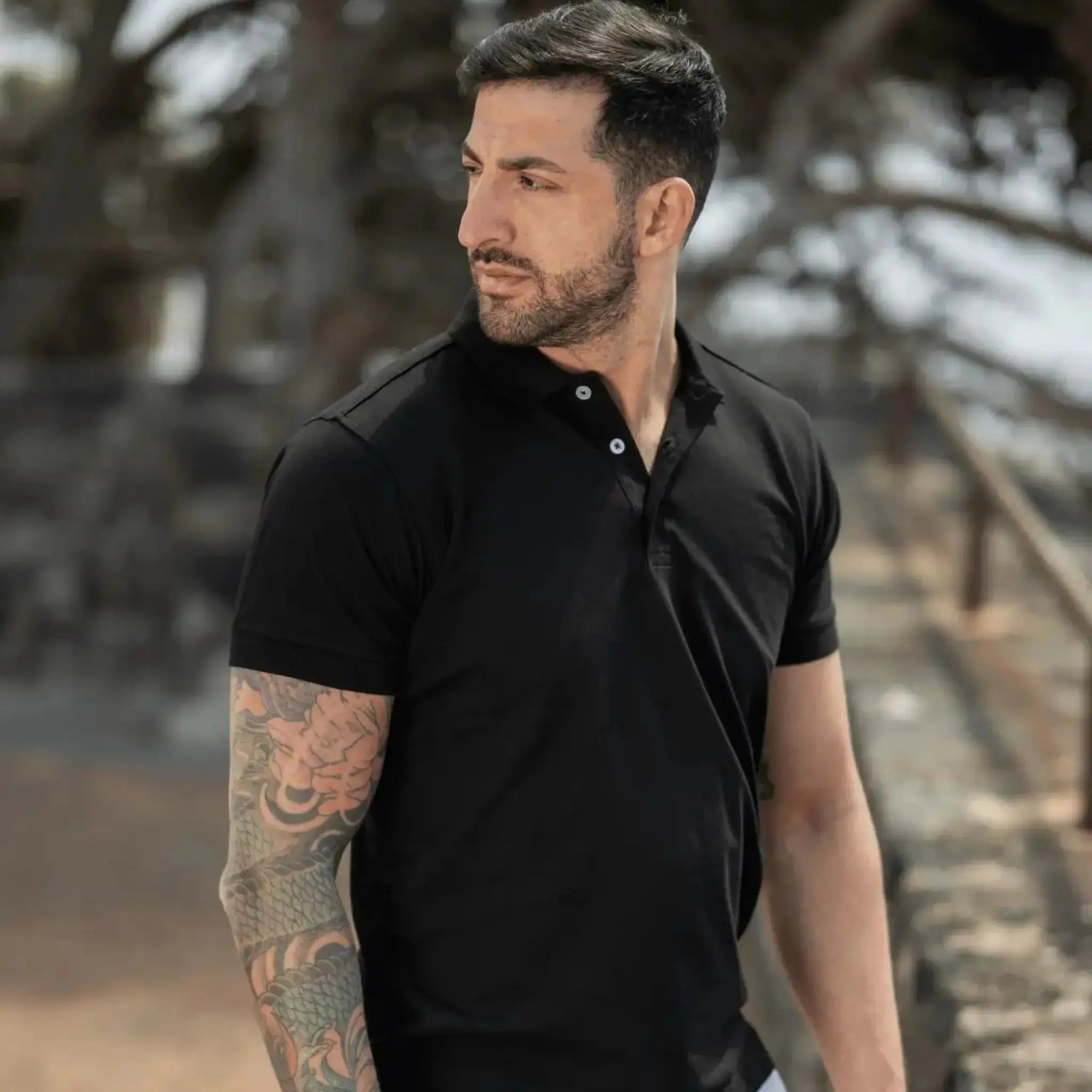 Procida Polo Muscle Fit Nera - Altaforma Milano