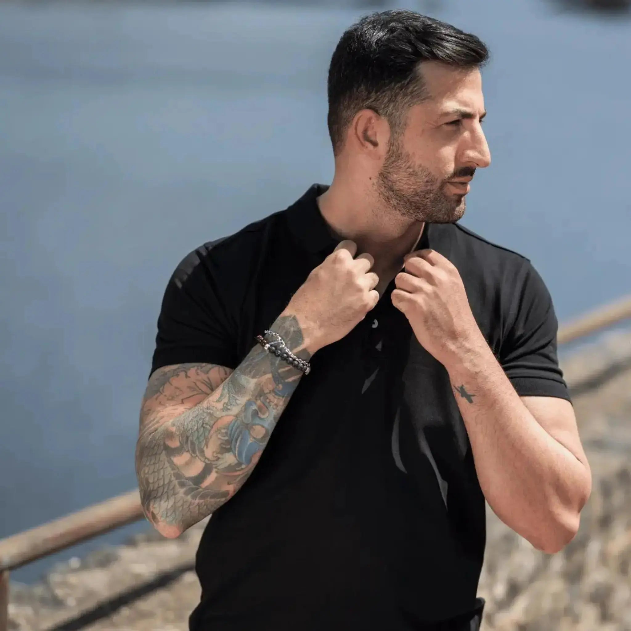 Procida Polo Muscle Fit Nera - Altaforma Milano