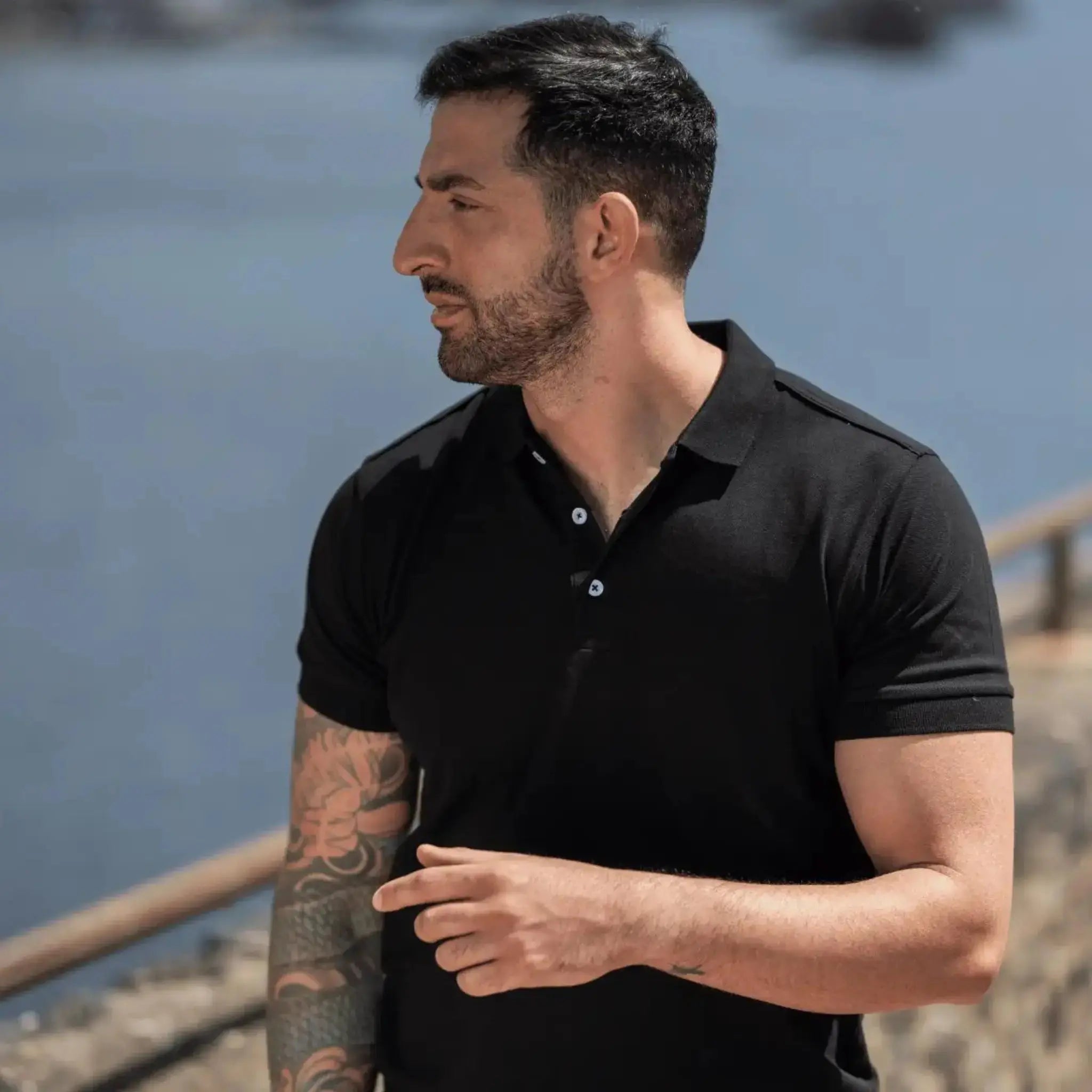 Procida Polo Muscle Fit Nera - Altaforma Milano