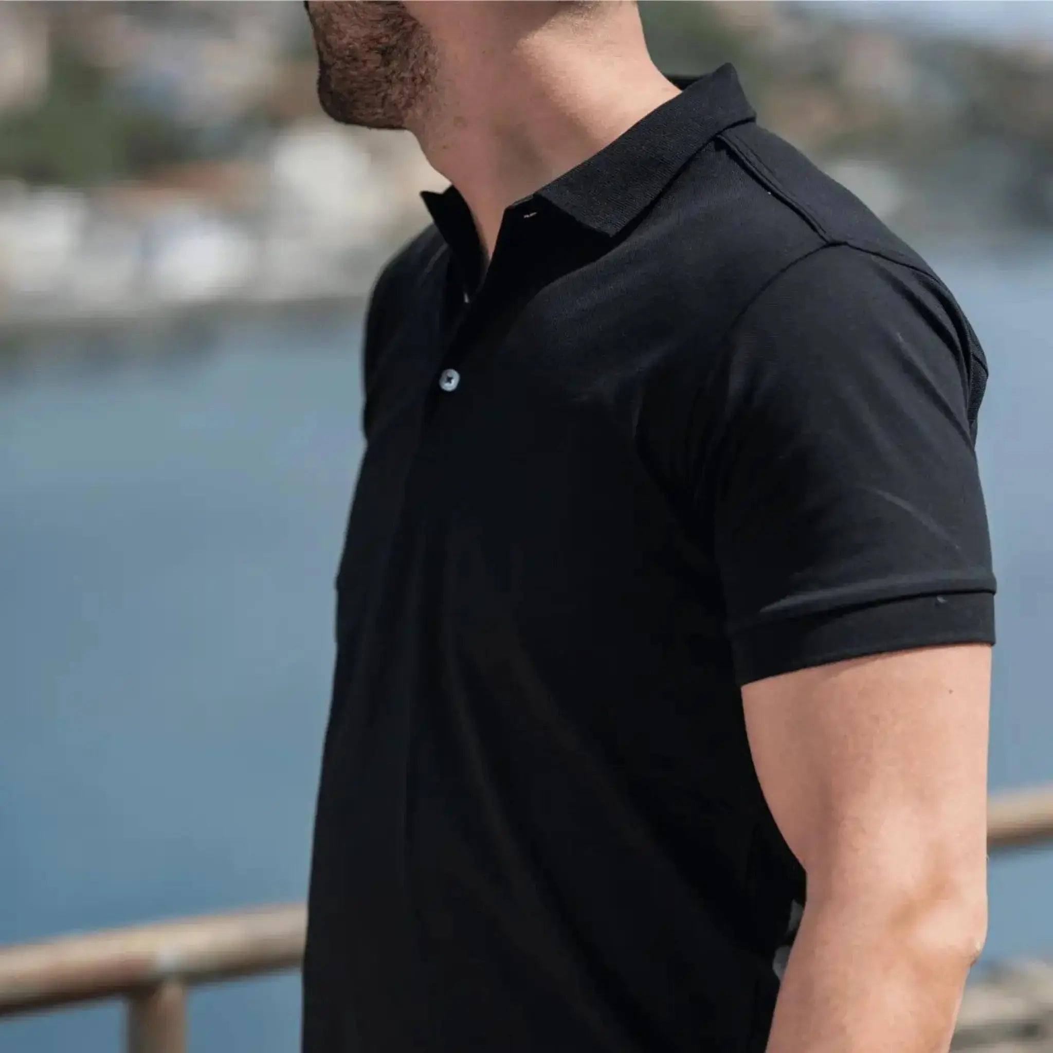 Procida Polo Muscle Fit Nera - Altaforma Milano