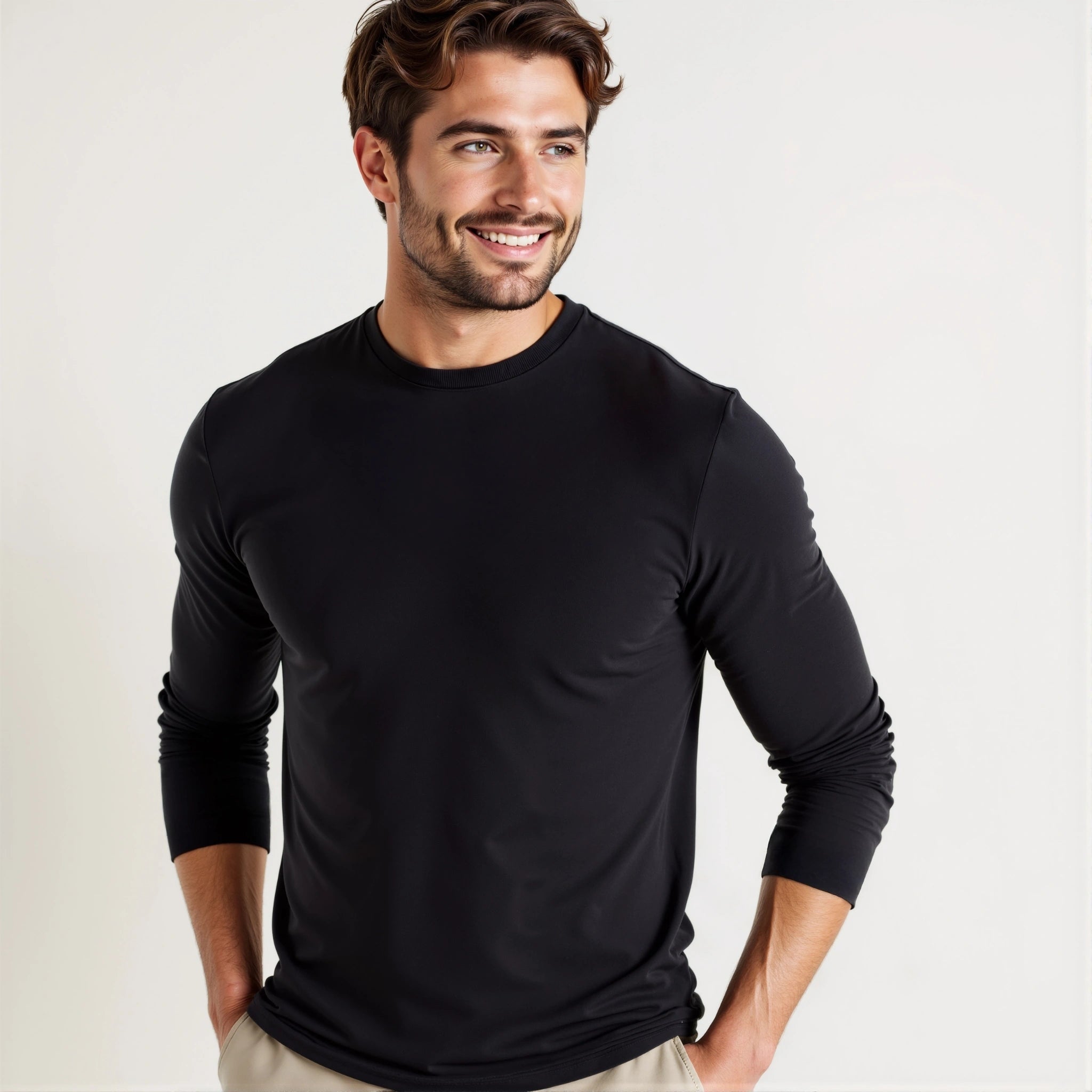 Altaforma Milano T-shirt Muscle fit Nera Manica Lunga per uomo
