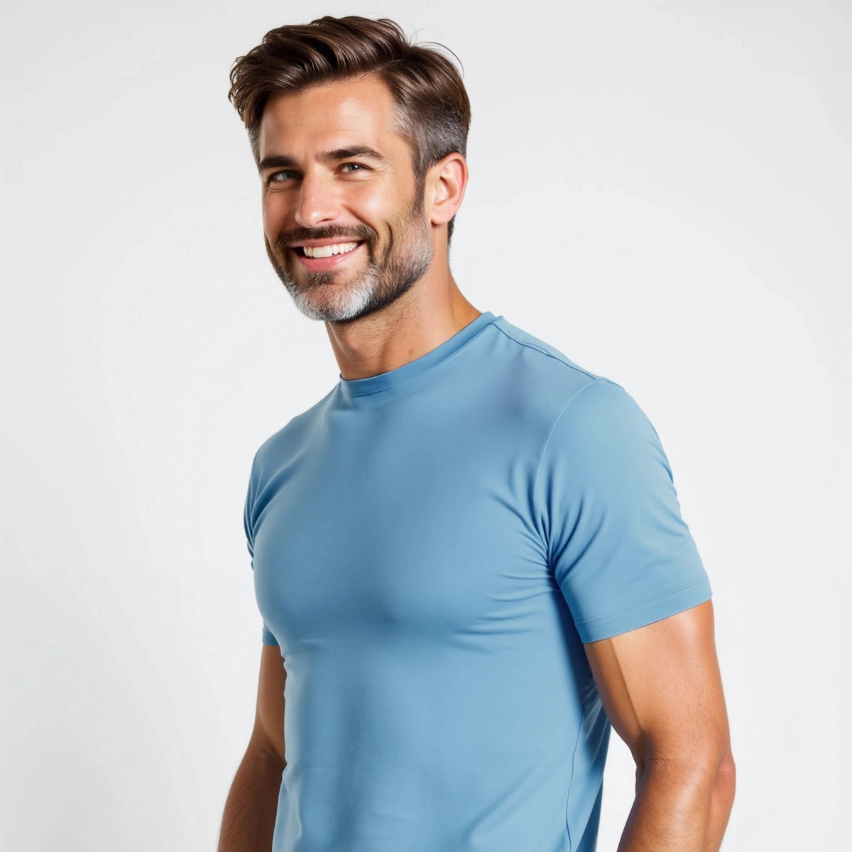 T-Shirt Muscle Fit Mineral Blu - Made in Italy - Altaforma Milano
