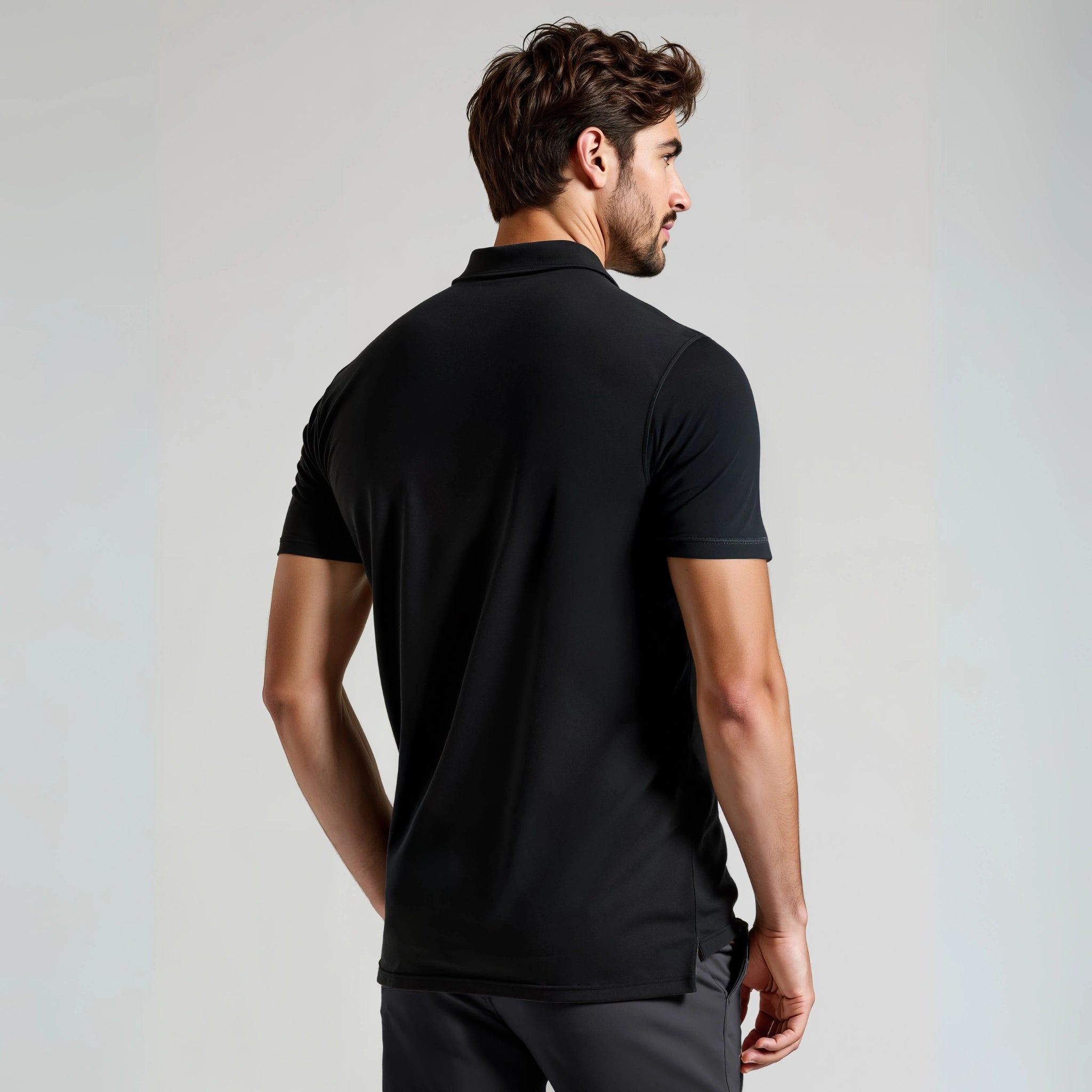Polo Muscle Fit Nera Cotone Traspirante Altaforma Milano